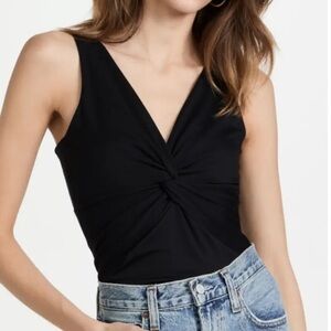 SUSANA MONACO WOMEN’S KNOTTED FRONT TANK BLACK SZ S